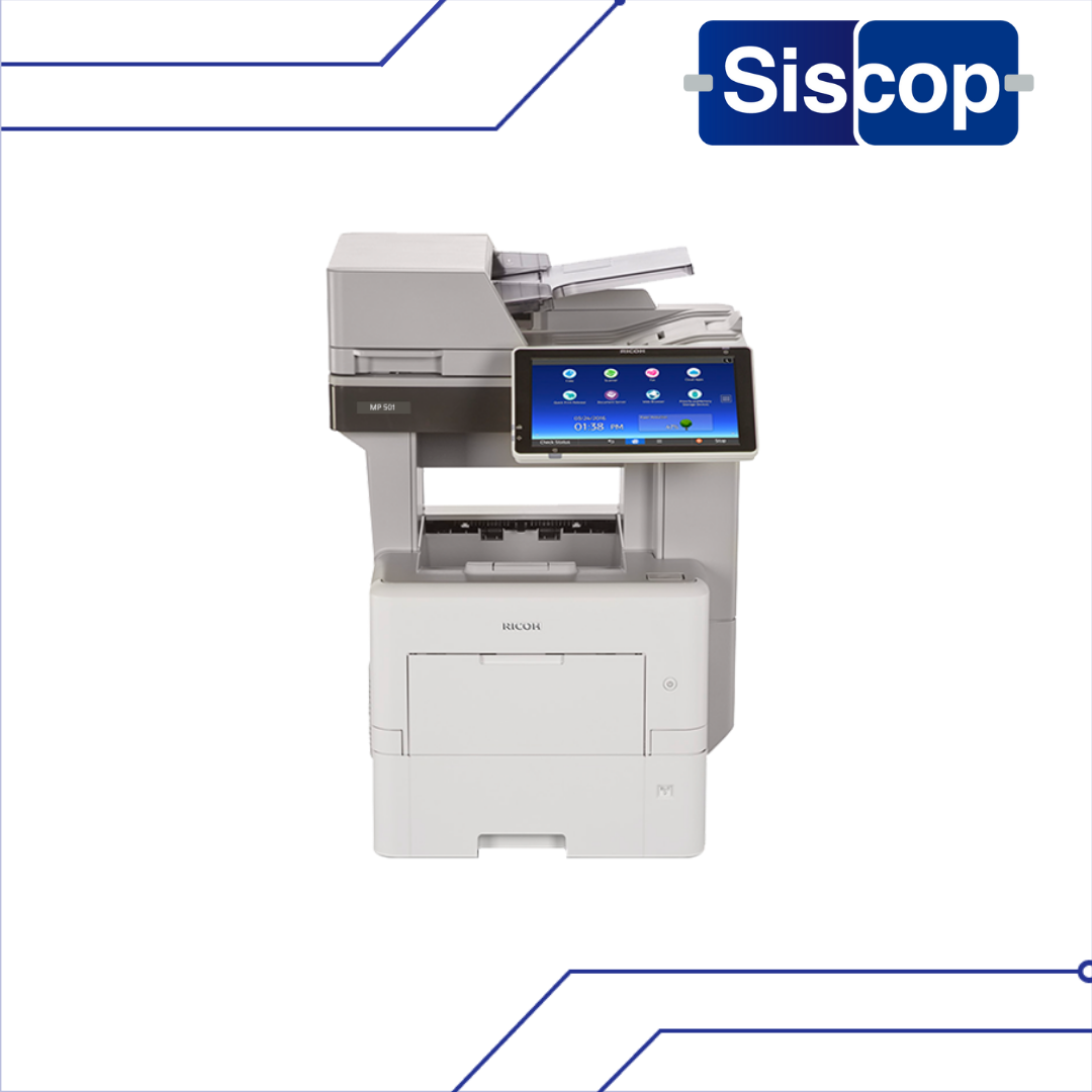 fotocopiadora multifuncional láser monocromática ricoh mp 501 duplex en todas las funciones añimentador automático de documentos